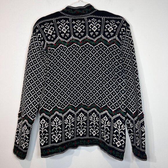 Talbots‎ Vintage Holly Garland Embroidered Christmas Sweater Size Medium - Picture 6 of 12